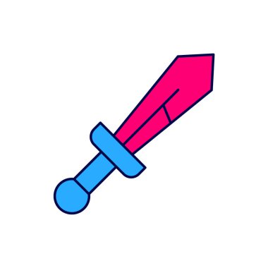 Ortaçağ kılıç simgesi beyaz arka planda izole edildi. Ortaçağ silahı. Vektör