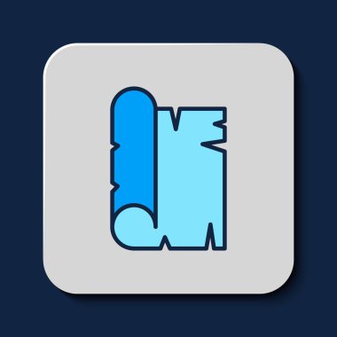 Mavi arka planda izole edilmiş Antik papirüs parşömeni simgesi. Parşömen kağıdı. Eski Mısır sembolü. Vektör