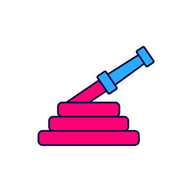 Beyaz arka planda izole edilmiş ana hatlı itfaiye hortumu makarası simgesi. Vektör