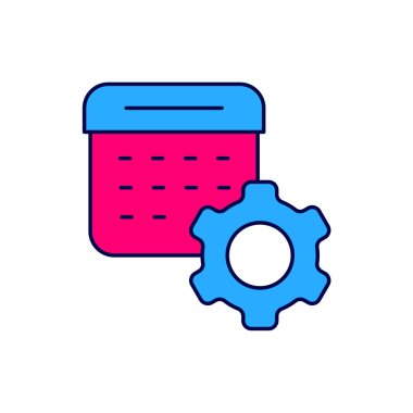 Doldurulmuş takvim ayarları simgesi beyaz arkaplanda izole edildi. Tarih ayarları. Vektör