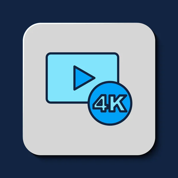 Filled Outline Screen Ultra Video Technology Icon Isolated Blue Background — Stockvektor