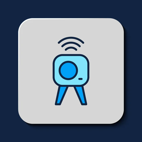 Γεμάτο Περίγραμμα Εικονίδιο Κάμερας Ιστού Απομονωμένο Μπλε Φόντο Κάμερα Εικονίδιο — Διανυσματικό Αρχείο