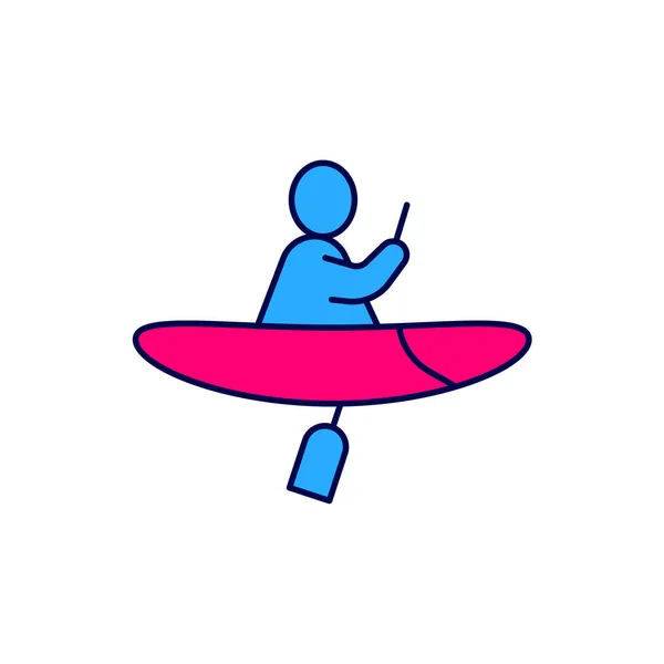 Contour Rempli Kayak Icône Pagaie Isolé Sur Fond Blanc Kayak — Image vectorielle