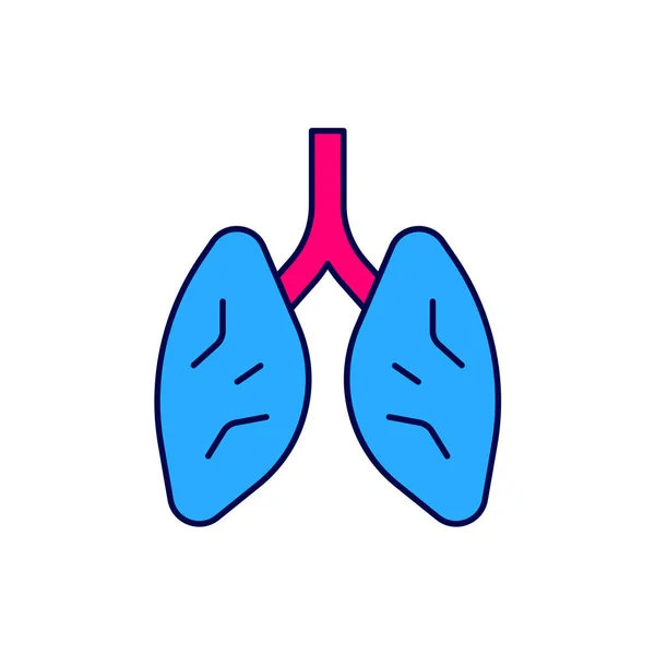 stock vector Filled outline Lungs icon isolated on white background.  Vector