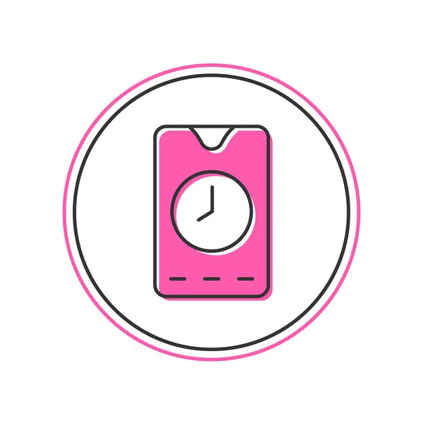 Filled Outline Alarm Clock App Smartphone Interface Icon Isolated White — Stock Vector