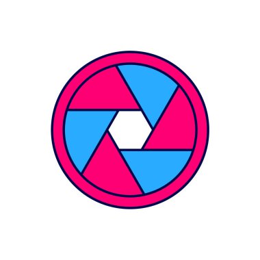 Doldurulmuş ana hat kamera deklanşör simgesi beyaz arkaplanda izole edildi. Vektör