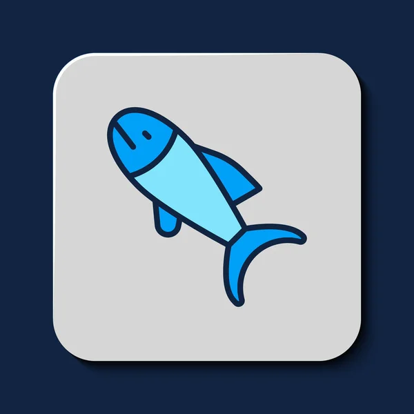 Gefüllte Umrisse Fisch Symbol Isoliert Auf Blauem Hintergrund Vektor — Stockvektor