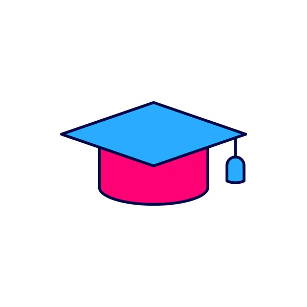 Fyldt Omrids Graduation Cap Ikon Isoleret Hvid Baggrund Graduation Hat – Stock-vektor