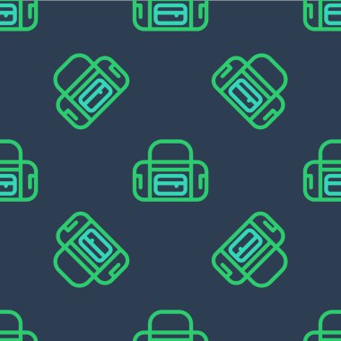 Hat Spor Torbası simgesi mavi arkaplanda izole edilmiş kusursuz desen. Vektör