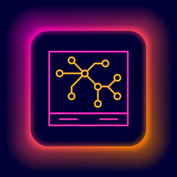 Glowing Neon Line Railway Map Icon Isolated Black Background Colorful — Διανυσματικό Αρχείο