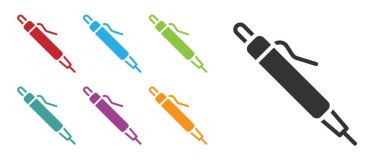 Beyaz arkaplanda siyah kalem simgesi izole edildi. Simgeleri renklendirin. Vektör.