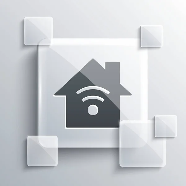 Grey Smart Home Met Icoon Geïsoleerd Grijze Achtergrond Afstandsbediening Vierkante — Stockvector