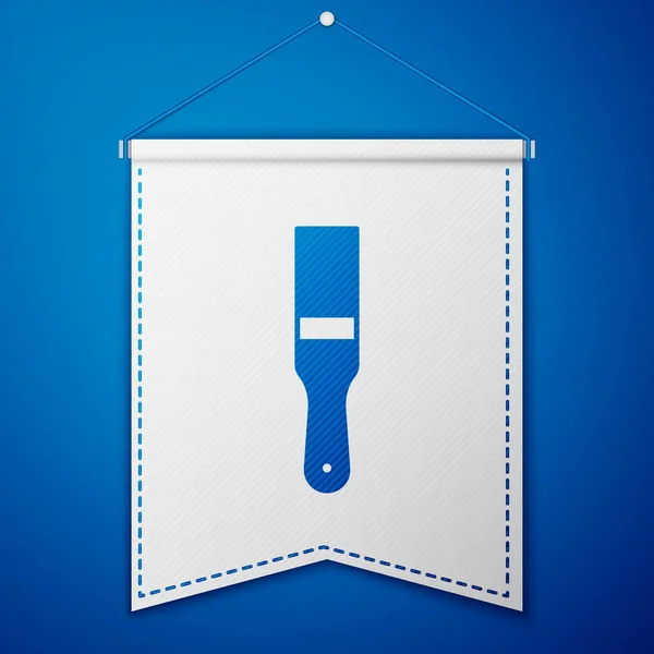 Blue Paint Brush Icon Isolated Blue Background White Pennant Template — стоковый вектор