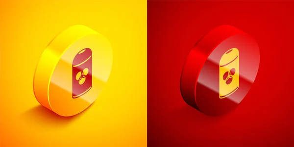 Isometric Paint Spray Can Icon Isolated Orange Red Background Circle — Stock Vector