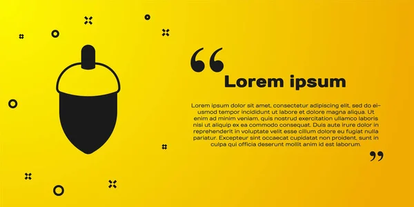 Black Acorn Icon Isolated Yellow Background Vector — Vector de stock