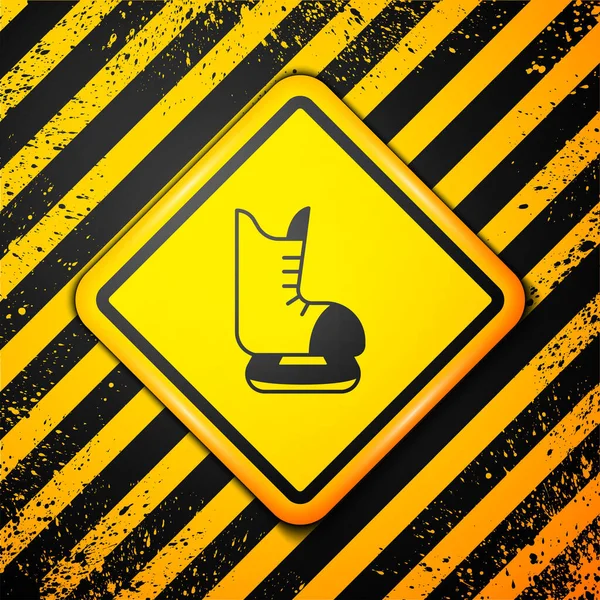 Ікона Black Skates Ізольована Жовтому Тлі Льодовикове Взуття Спортивні Чоботи — стоковий вектор