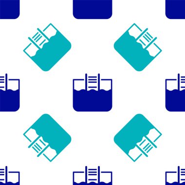 Beyaz arka planda izole edilmiş merdiven ikonu olan mavi yüzme havuzu. Vektör