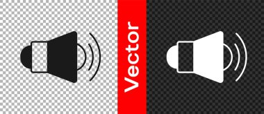 Şeffaf arkaplanda siyah megafon simgesi izole edildi. Sözcü işareti. Vektör