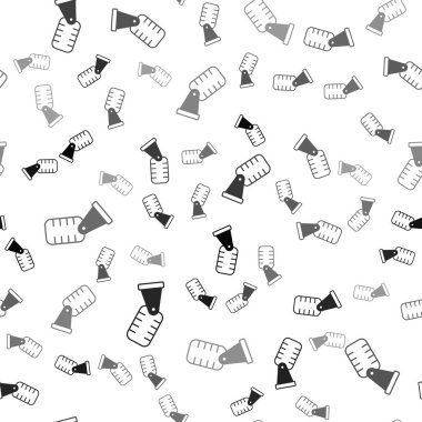 Siyah mikrofon simgesi beyaz arkaplanda izole edilmiş kusursuz desen. Radyodaki mikrofondan. Sözcü işareti. Vektör