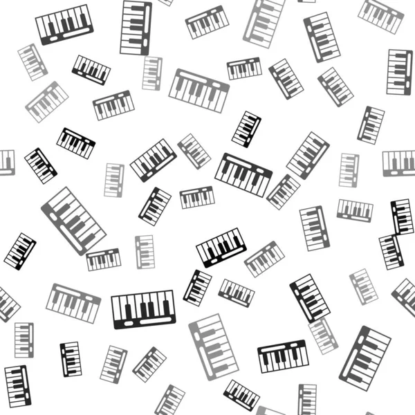 Синтезатор Чорної Музики Ізольований Безшовний Візерунок Білому Тлі Електронне Піаніно — стоковий вектор