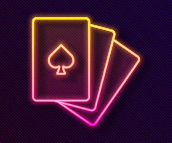 Brillante Línea Neón Deck Playing Cards Icon Isolated Black Background — Vector de stock