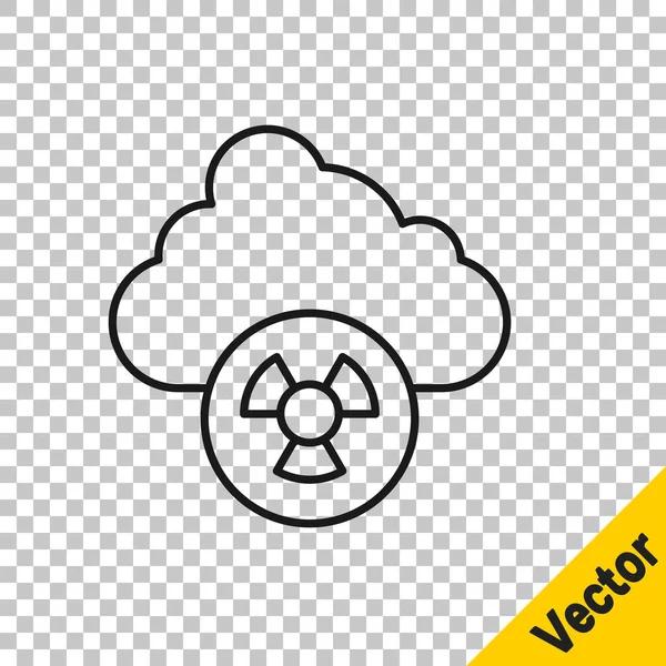 Black Line Acid Rain Radioactive Cloud Icon Isolated Transparent Background — Vector de stock