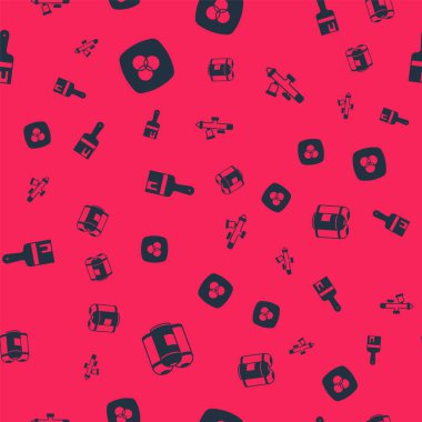 Boya spreyi kutusu, RGB ve CMYK renk karışımı, fırça ve silahı kusursuz desene ayarlayın. Vektör