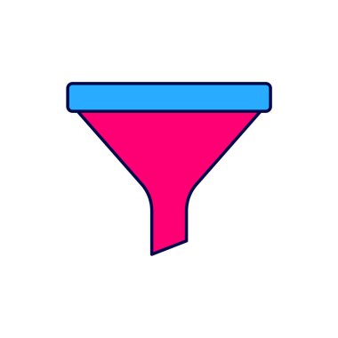 Doldurulmuş huni ya da filtre simgesi beyaz arkaplanda izole edildi. Vektör