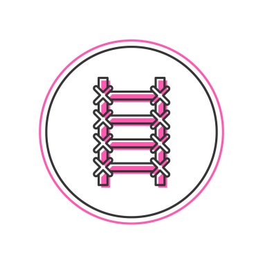 Doldurulmuş Ateş merdiven simgesi beyaz arkaplanda izole edildi. Pompier merdiveni. İtfaiyeciler merdiveni sırıkla tırmanır. Vektör