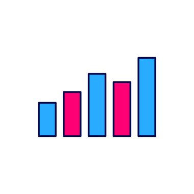 Filled outline Graph, schedule, chart, diagram, infographic, pie graph icon isolated on white background.  Vector