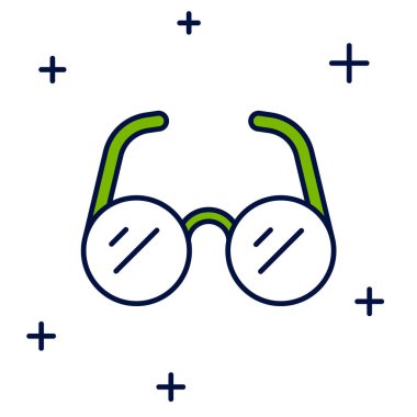 Doldurulmuş Gözlük simgesi beyaz arkaplanda izole edildi. Gözlük çerçevesi sembolü. Vektör