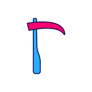 Doldurulmuş Scythe simgesi beyaz arkaplanda izole edildi. Mutlu Cadılar Bayramı Partisi. Vektör