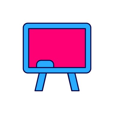 Beyaz arkaplanda izole edilmiş ana hatlı yazı tahtası simgesi. Okul karatahtası. Vektör