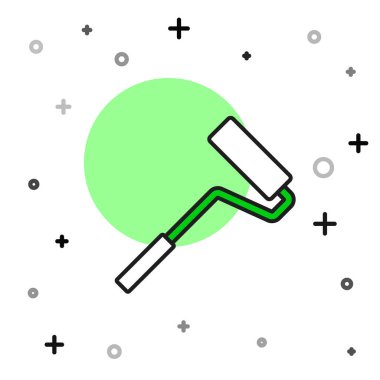 Doldurulmuş ana hatlı boya fırça simgesi beyaz arkaplanda izole edildi. Vektör