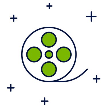 Doldurulmuş ana film makarası simgesi beyaz arkaplanda izole edildi. Vektör