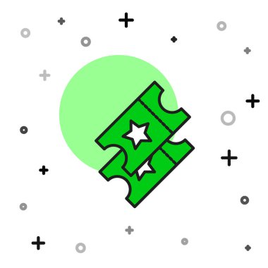 Doldurulmuş ana hatlı sinema bileti simgesi beyaz arkaplanda izole edildi. Vektör