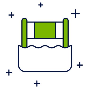 Filled outline Water volleyball net icon isolated on white background.  Vector