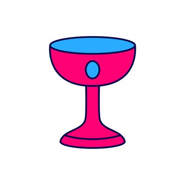 Doldurulmuş Hristiyan kadeh simgesi beyaz arkaplanda izole edildi. Hıristiyanlık ikonu. Mutlu Paskalyalar. Vektör