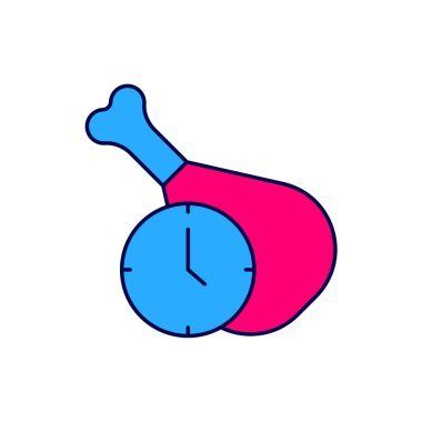 Filled outline Food time icon isolated on white background. Time to eat.  Vector