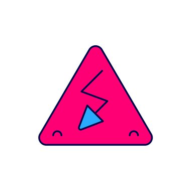 Doldurulmuş yüksek gerilim işareti simgesi beyaz arkaplanda izole edildi. Tehlike sembolü. Üçgendeki ok. Uyarı simgesi. Vektör