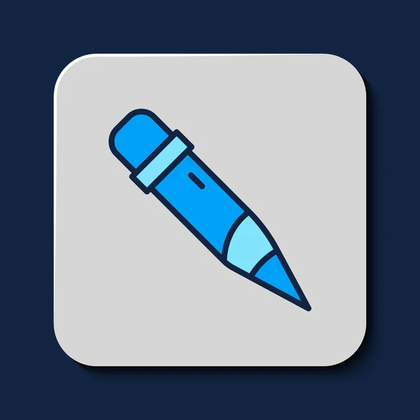 Plan Rempli Crayon Avec Icône Gomme Isolée Sur Fond Bleu — Image vectorielle