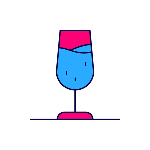 Riempito Contorno Icona Del Bicchiere Vino Isolato Sfondo Bianco Cartello — Vettoriale Stock