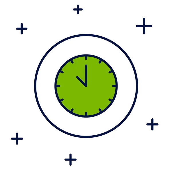 Filled Outline Clock Icon Isolated White Background Time Symbol Vector — Stock Vector