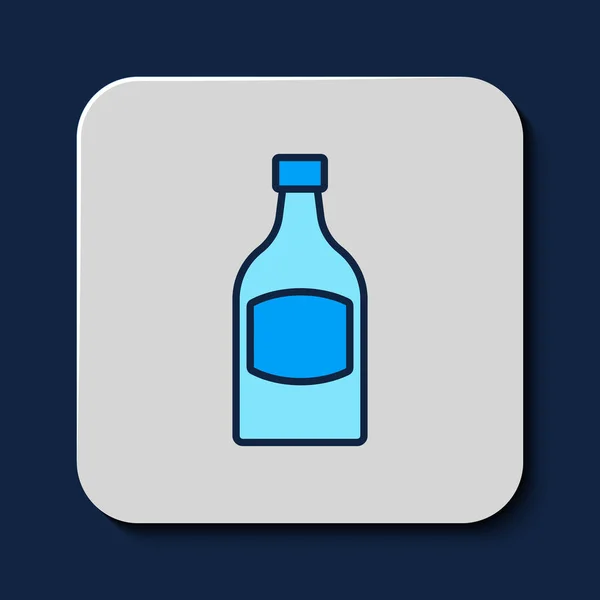 Esquema Rellenado Icono Botella Cerveza Aislado Sobre Fondo Azul Vector — Vector de stock