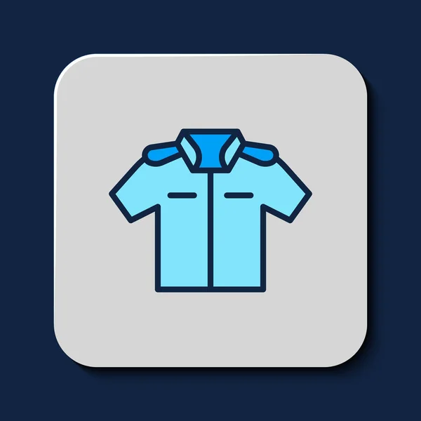 Esboço Preenchido Ícone Camisa Isolado Fundo Azul Vetor —  Vetores de Stock