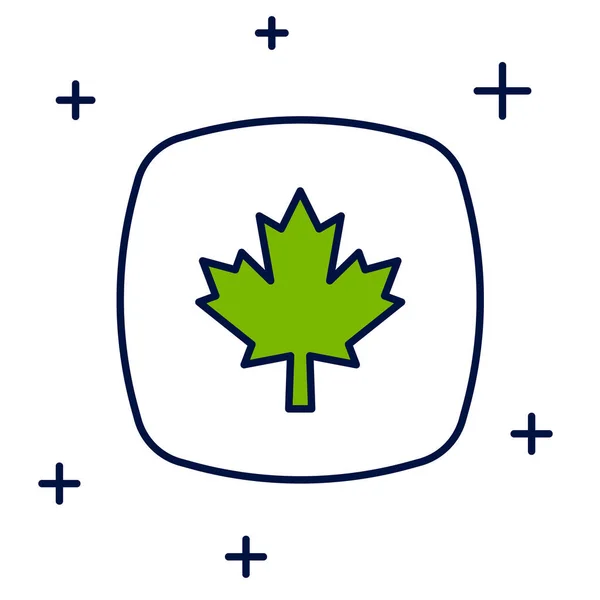 記入されたアウトライン白地に隔離されたカナダのカエデの葉のアイコン カナダのシンボルカエデの葉 ベクトル — ストックベクタ