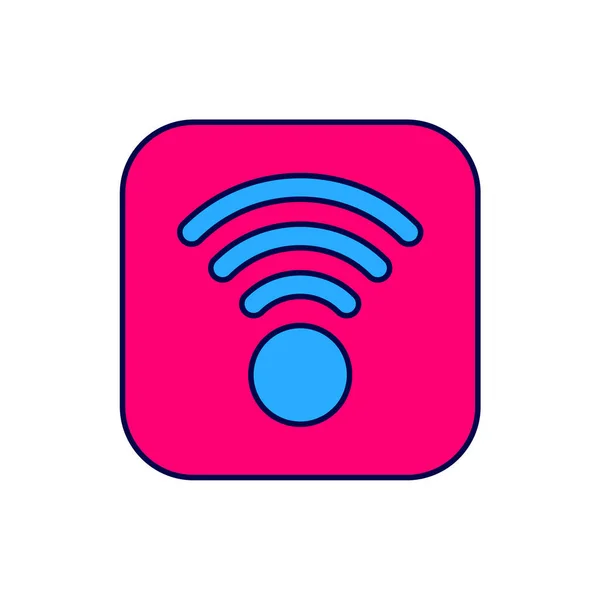 Filled Outline Wireless Internet Network Symbol Icon Isolated White Background — 스톡 벡터