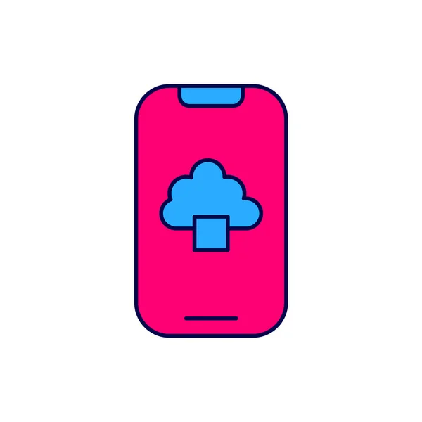 Filled Outline Cloud Technology Data Transfer Storage Icon Isolated White — ストックベクタ
