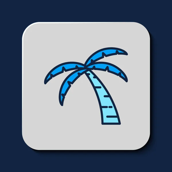 Filled Outline Tropical Palm Tree Icon Isolated Blue Background Coconut — Stockvector