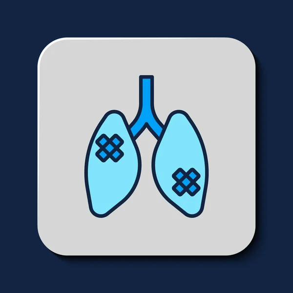 Vyplněný Obrys Ikona Onemocnění Plíce Izolované Modrém Pozadí Vektor — Stockový vektor